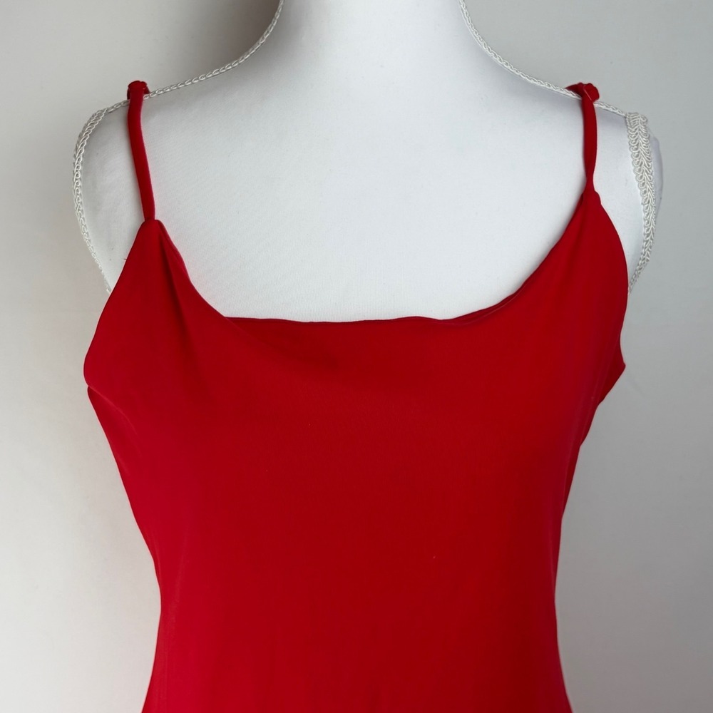 Sultry Red Bodycon Midi Dress Y2K Sexy Sleek Minimalist Chic Night Out Party - Picture 9 of 9